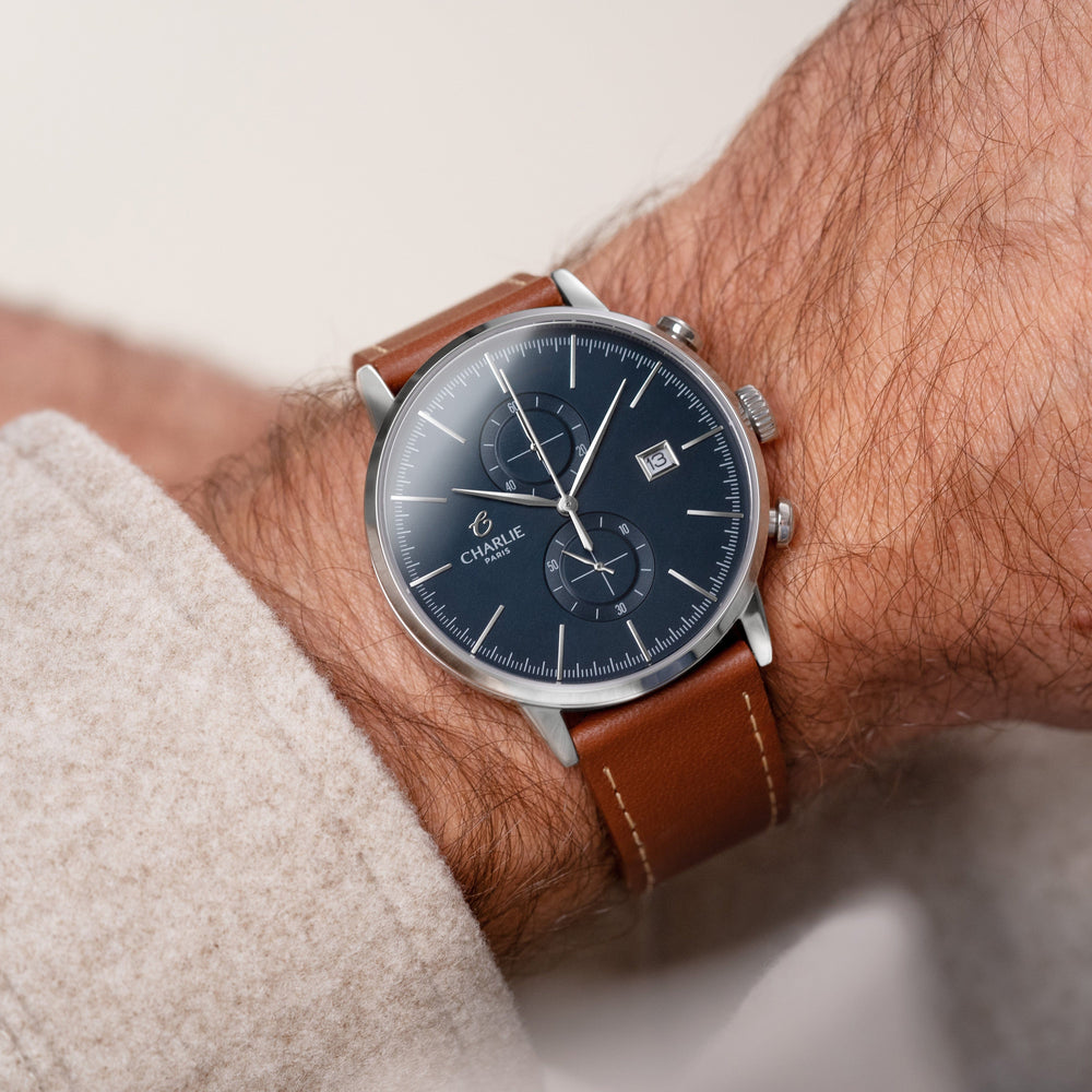 Charlie Paris Montre Montre Charlie Paris HORIZON Chronographe - Bleu 39 mm