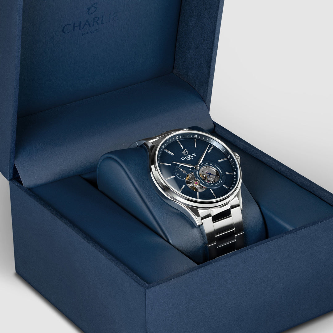 Charlie Paris Montre Montre Charlie Paris INITIAL Open Heart - Bleu 40 mm
