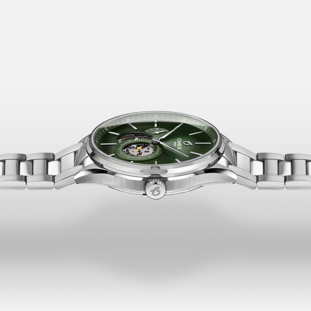 Charlie Paris Montre Montre Charlie Paris INITIAL Open Heart - Sauge 40 mm