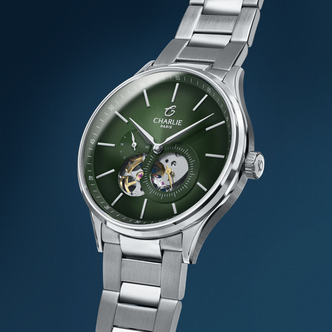 Charlie Paris Montre Montre Charlie Paris INITIAL Open Heart - Sauge 40 mm