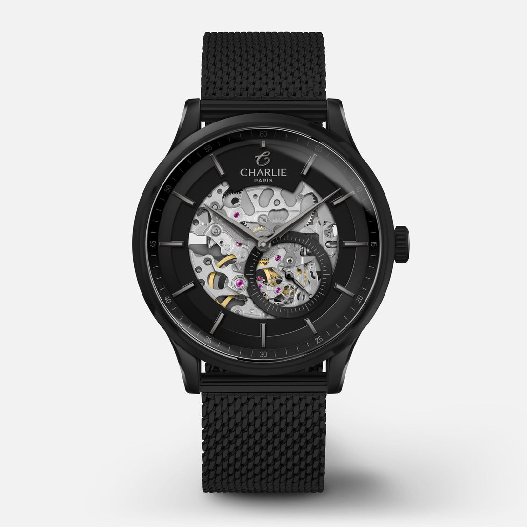 Charlie Paris Montre Maille milanaise Montre Charlie Paris INITIAL Squelette - Fantôme 40 mm