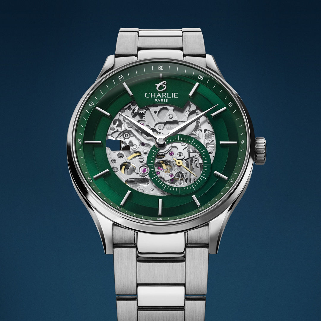 Charlie Paris Montre Montre Charlie Paris INITIAL Squelette - Vert 40 mm