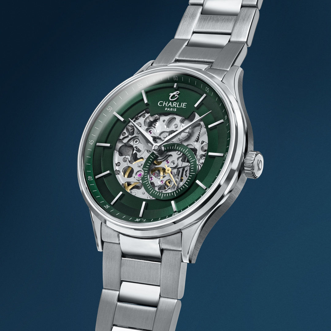 Charlie Paris Montre Montre Charlie Paris INITIAL Squelette - Vert 40 mm