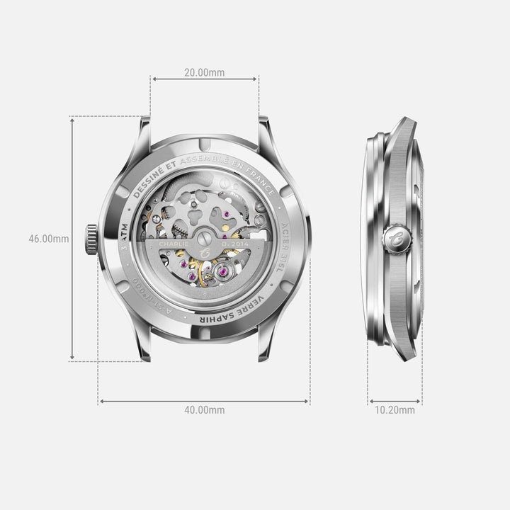 Charlie Paris Montre Montre Charlie Paris INITIAL Squelette - Vert 40 mm