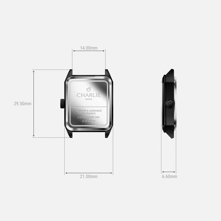 Charlie Paris Montre Maille milanaise Montre Charlie Paris MONCEAU Minuit 36 mm
