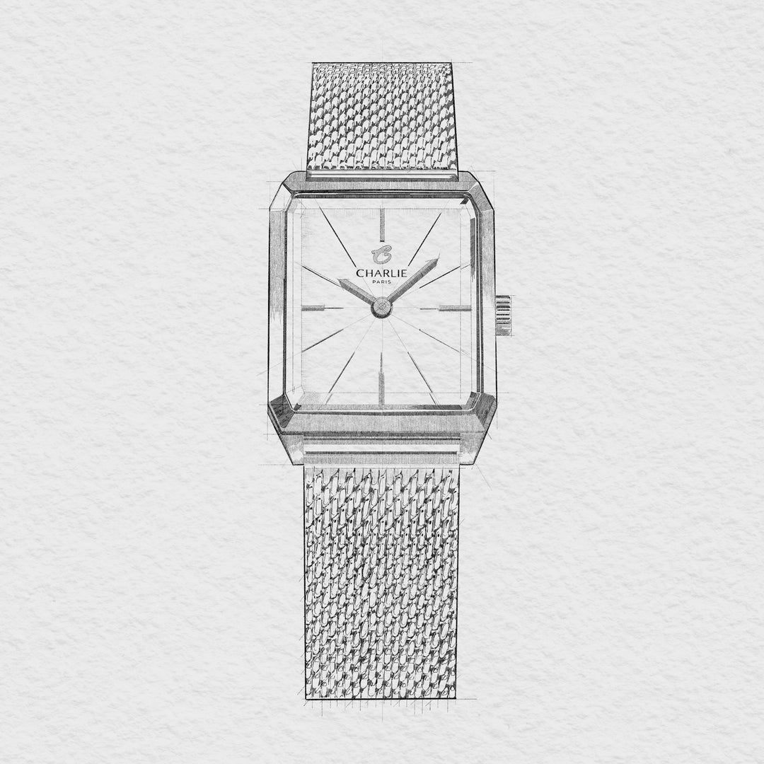 Charlie Paris Montre Maille milanaise Montre Charlie Paris MONCEAU Minuit 36 mm