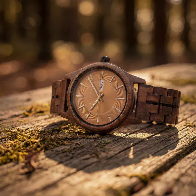 Montre en bois Roadtrip Torréfaction Roadtripmadewood Montre en bois Acier inoxydable plaqué noir RTMW-ROADTRIP-TORREFACTION Montre Roadtrip - Torréfaction en bois | Mathieu Blanchard Joaillerie Mathieu Blanchard Joaillerie