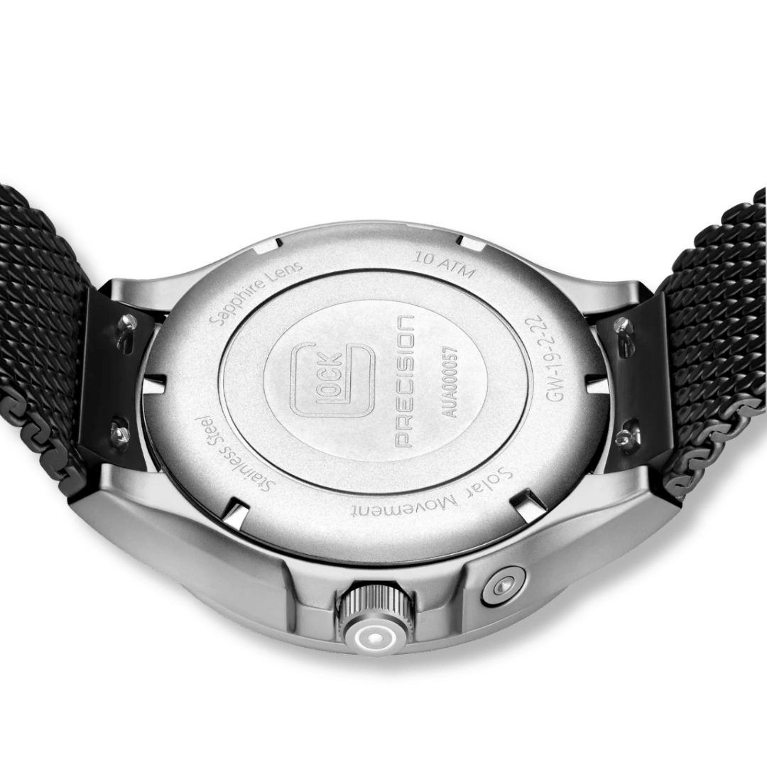 Montre GLOCK 42mm - Argent &amp; Noir GW19-2-22 GLOCK Montres Acier inoxydable GW19-2-22 Montre GLOCK 42mm Argent &amp; Noire GW19-2-22 | Mathieu Blanchard Mathieu Blanchard Joaillerie