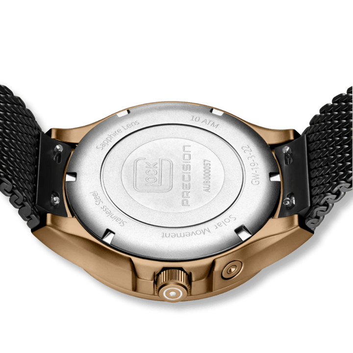 Montre GLOCK 42mm - Coyote &amp; Noir GW-19-3-22 GLOCK Montres Acier inoxydable plaqué or jaune et noir GW-19-3-22 Montre GLOCK 42mm Argent &amp; Noire GW19-2-22 | Mathieu Blanchard Mathieu Blanchard Joaillerie