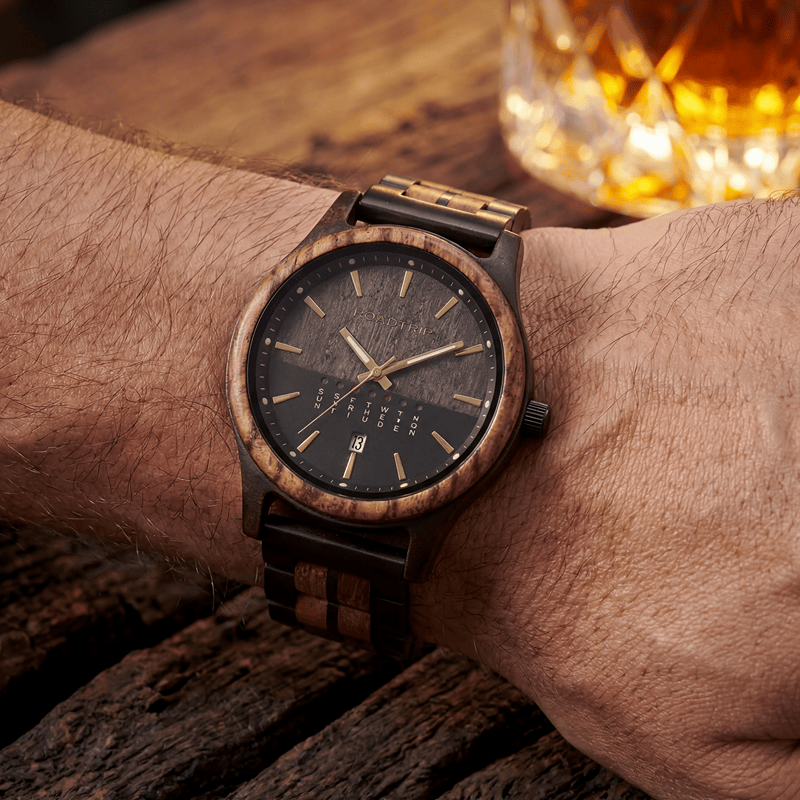Roadtripmadewood Montre en bois Montre Horizon - Équinoxe en bois