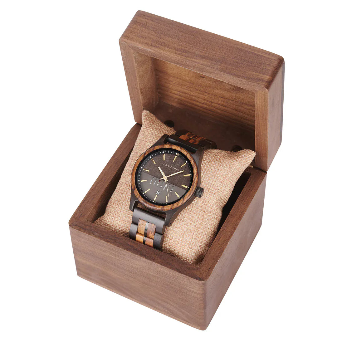 Roadtripmadewood Montre en bois Montre Horizon - Équinoxe en bois