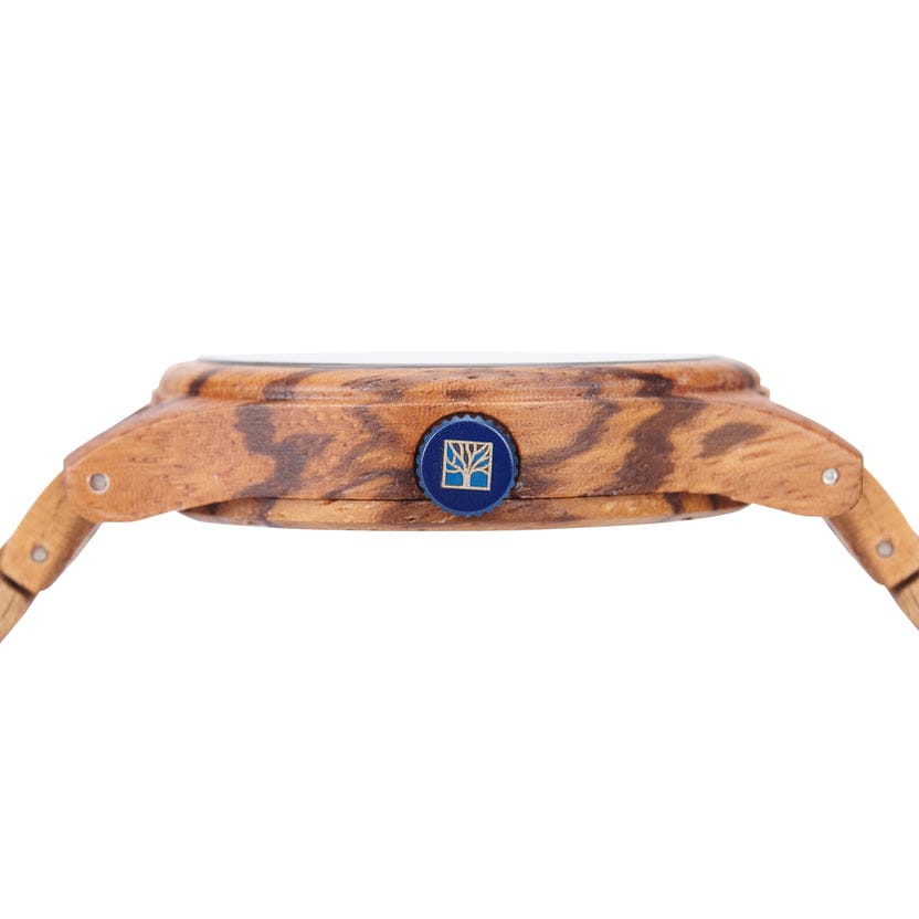 Roadtripmadewood Montre en bois Montre Horizon - Heure Bleue en bois