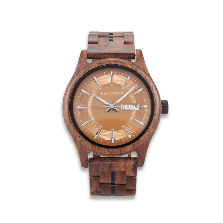 Roadtripmadewood Montre en bois Montre Roadtrip - Torréfaction en bois