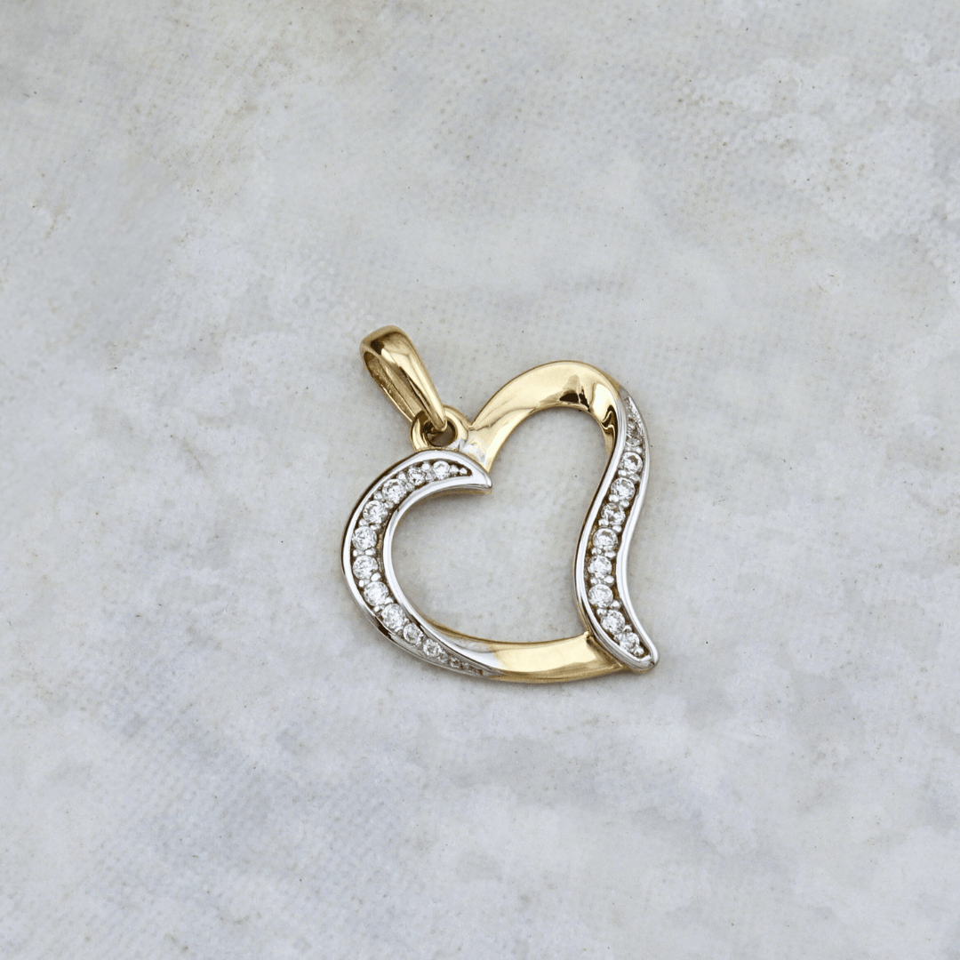 - Colliers Pendentif Coeur Courbé en or 10K