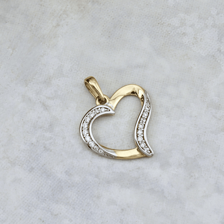 - Colliers Pendentif Coeur Courbé en or 10K