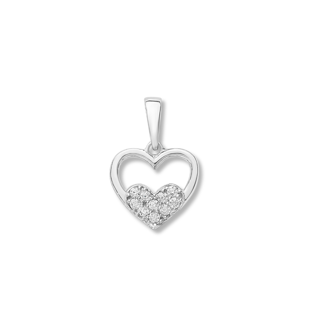 Pendentif Cœur en or blanc 10K - Breloques et pendentifs Or blanc 10K PW-H38-012 Pendentif Coeur 14mm en or 10K | Mathieu Blanchard Mathieu Blanchard Joaillerie