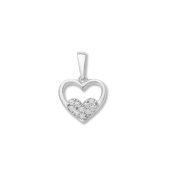 Pendentif Cœur en or blanc 10K - Breloques et pendentifs Or blanc 10K PW-H38-012 Pendentif Coeur 14mm en or 10K | Mathieu Blanchard Mathieu Blanchard Joaillerie