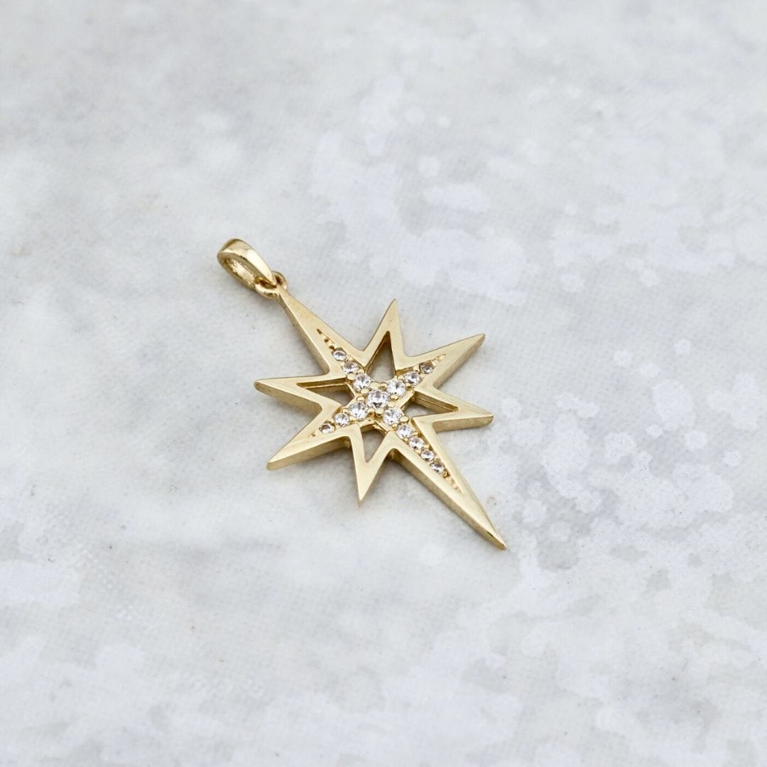 - Breloques et pendentifs Doré / Or 10K Pendentif Étoile du Nord en or jaune 10K