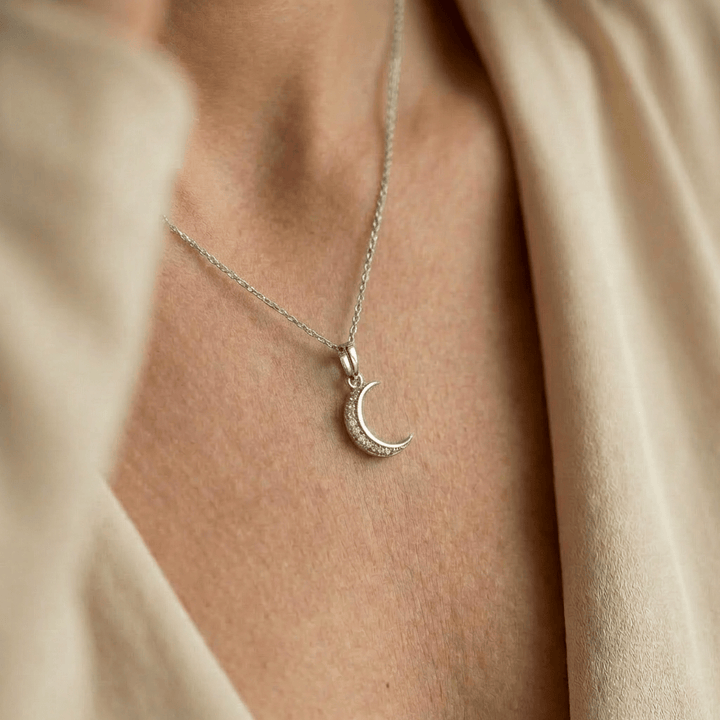 - Breloques et pendentifs Or blanc 10K Pendentif Lune en or 10K