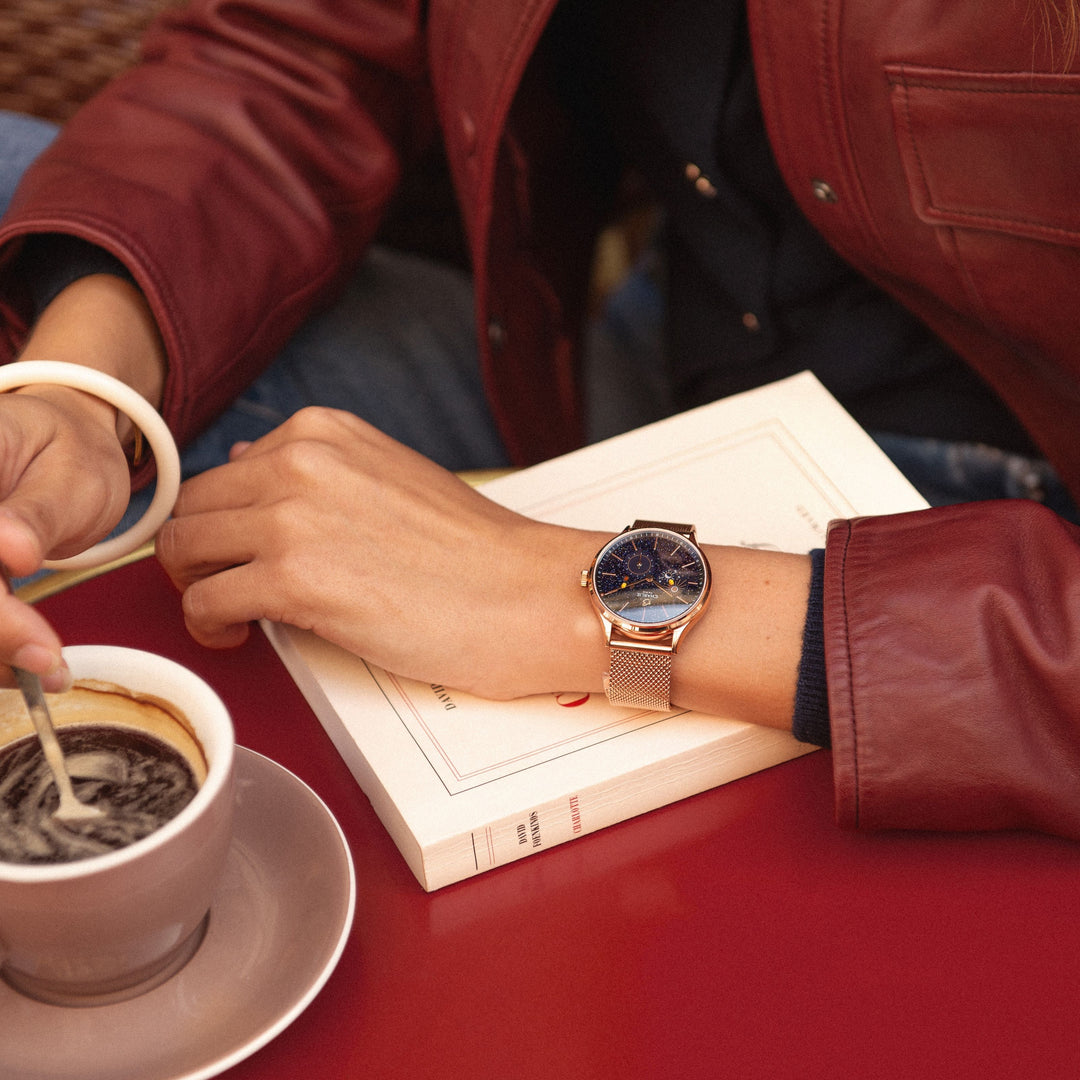 Montre Charlie Paris INITIAL 36 Jour/Nuit - Aventurine Rose Or 36 mm