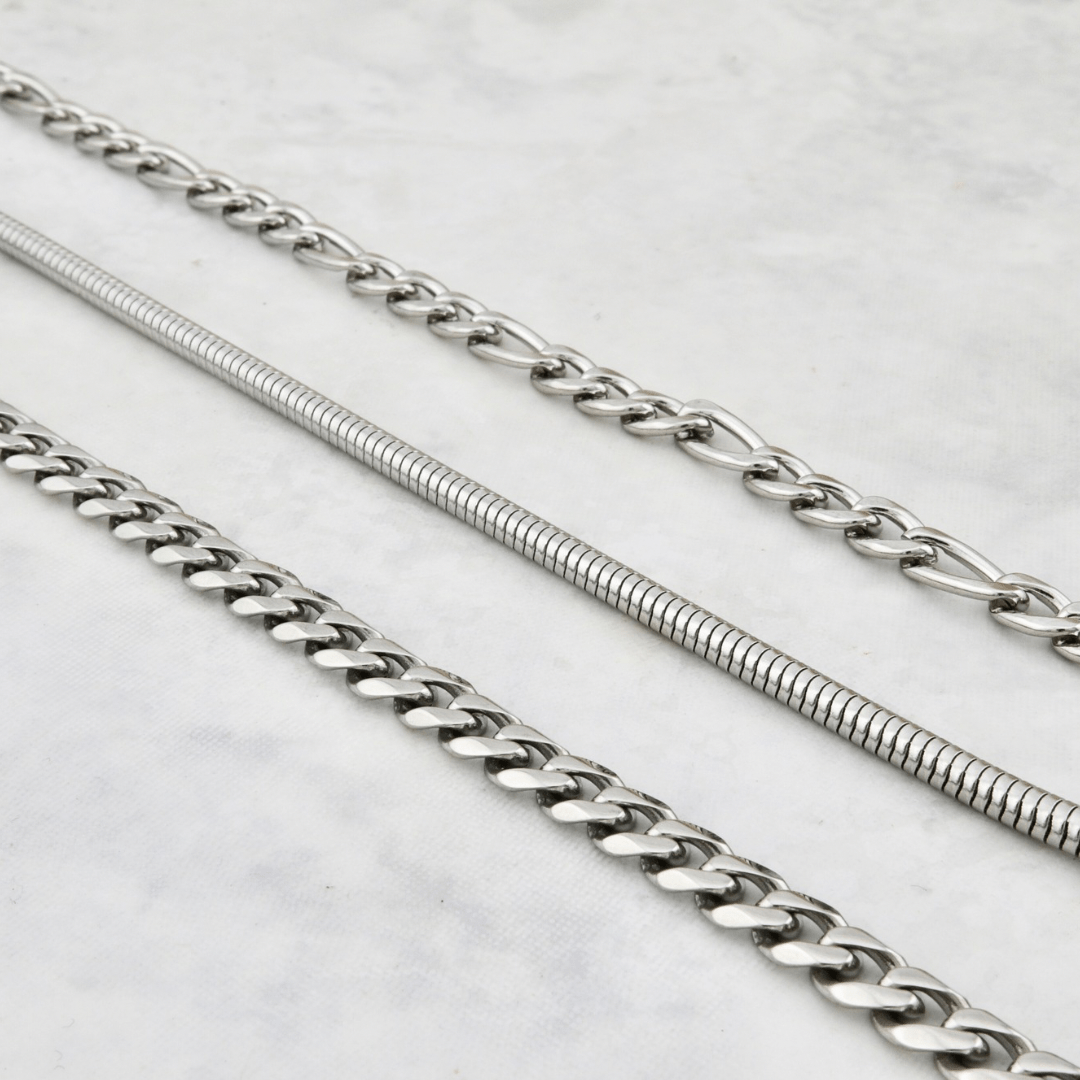 Trio de bracelets La Force en acier inoxydable Mathieu Blanchard Bracelets Acier inoxydable Trio de bracelets en acier inox gourmette - figaro  unisexe Mathieu Blanchard Joaillerie