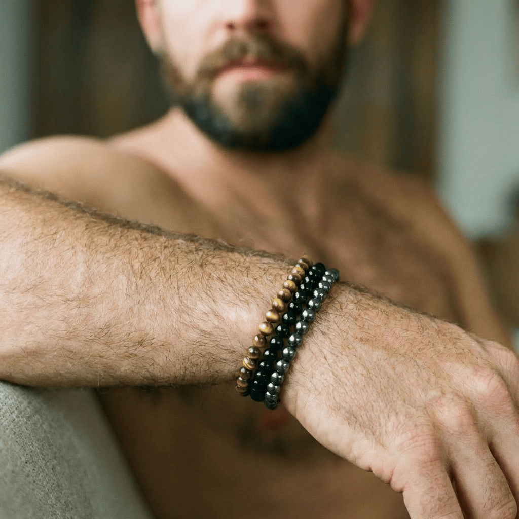 Trio de bracelets Oeil de tigre, Onyx et Hématite Mathieu Blanchard Bracelets Acier inoxydable Trio de bracelets Oeil de tigre, Onyx et Hématite Mathieu Blanchard Joaillerie
