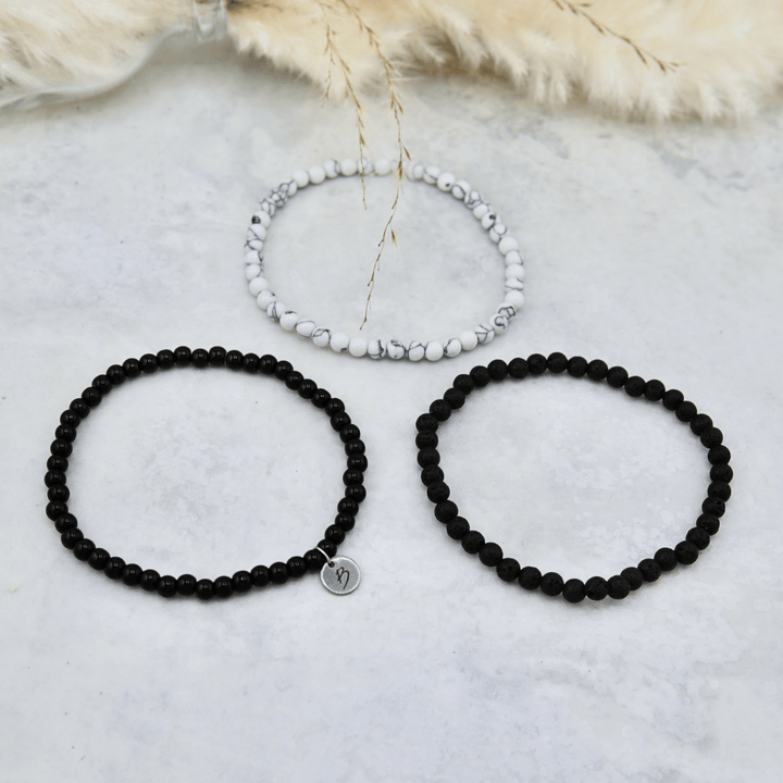 Mathieu Blanchard Bracelets Trio de bracelets Turquoise, Pierre de lave et onyx