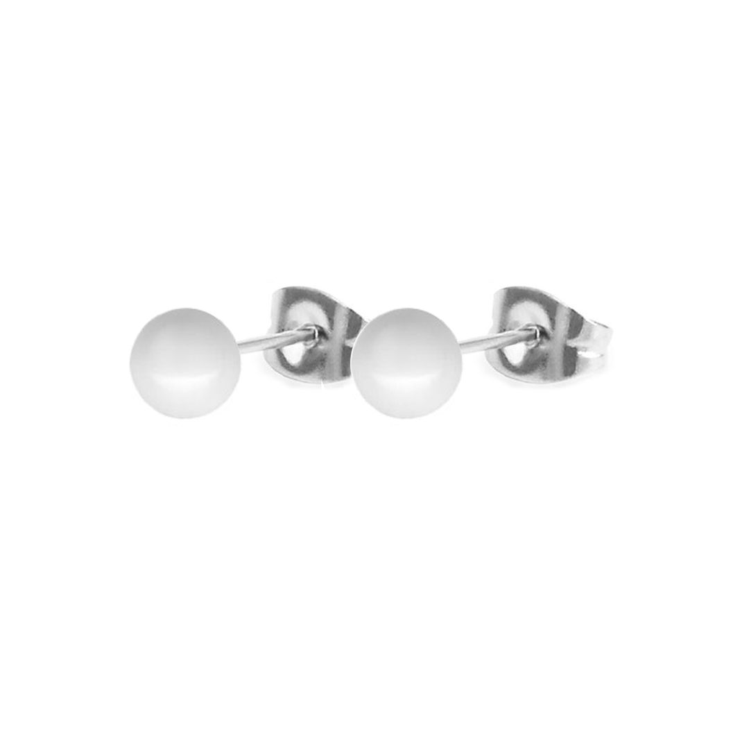 - Boucles d'oreilles avec boules acryliques (3 ou 4mm) en acier