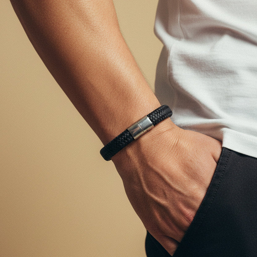 Mathieu Blanchard Bracelets Bracelet Le Tressé en cuir et acier
