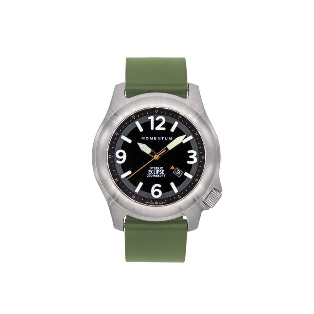 Momentum Caoutchouc Montre  à énergie solaire 44mm Steelix Eclipse vert